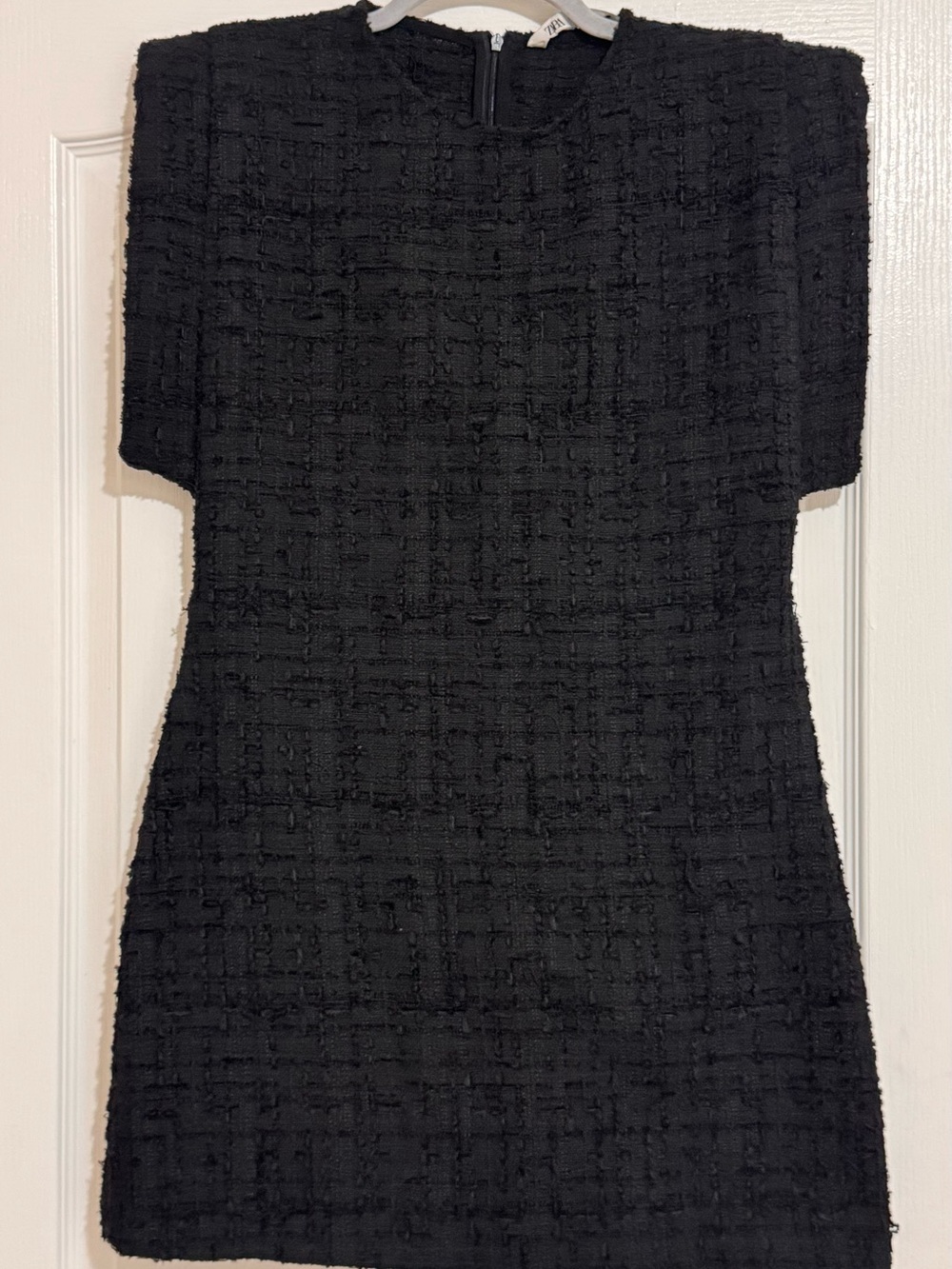 Zara Black Textured Mini Shift Dress